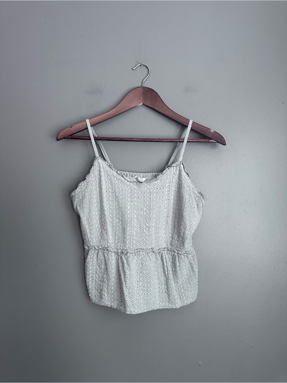 Sim & Sam Eyelet Babydoll Peplum Camisole Tank Top Size L (US) 16-18 (UK)